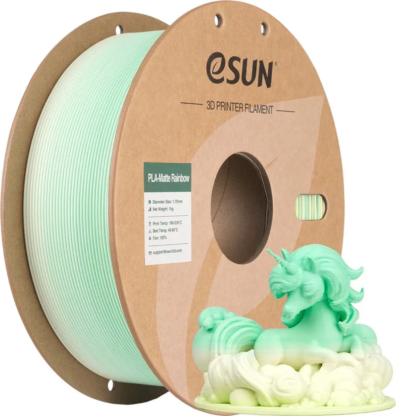 ePLA-Matte Regenboog A / Rainbow A 1 kg - 1.75mm - 3D printer filament van eSun in Regenboog A, Rainbow A – productfoto