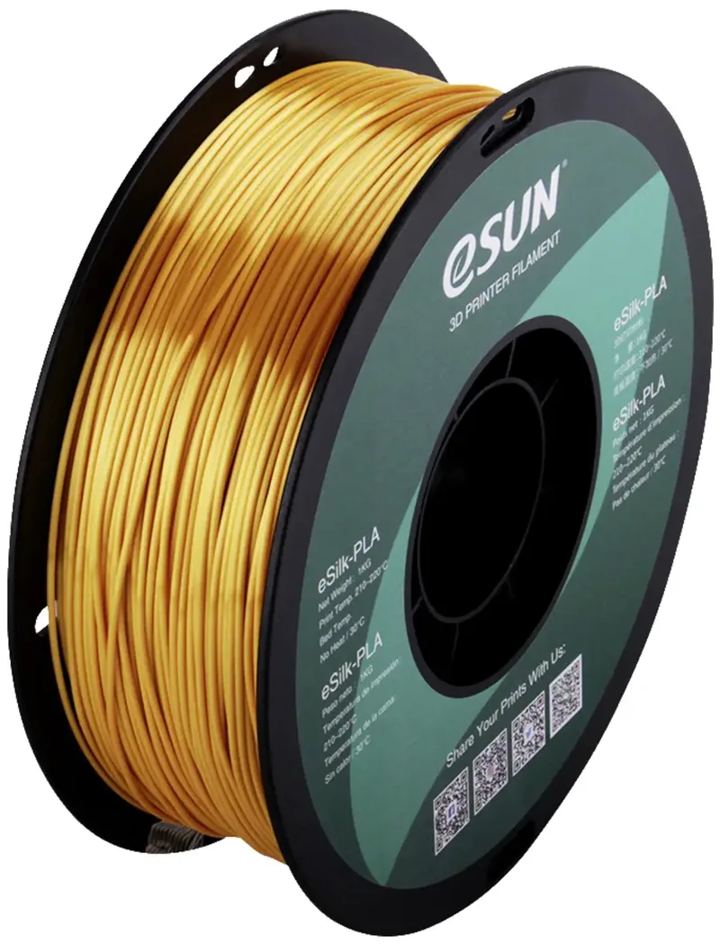ePLA-Silk Gold Filament PLA kunststof 1.75 mm 1 kg Bladgoud (glanzend) van eSun in Kleurloos – productfoto 2 van 2