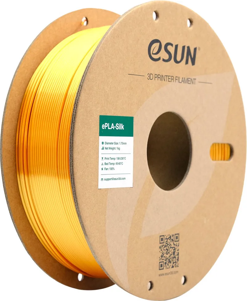 ePLA-Silk Gold Filament PLA kunststof 1.75 mm 1 kg Bladgoud (glanzend) van eSun in Kleurloos – productfoto 1 van 2
