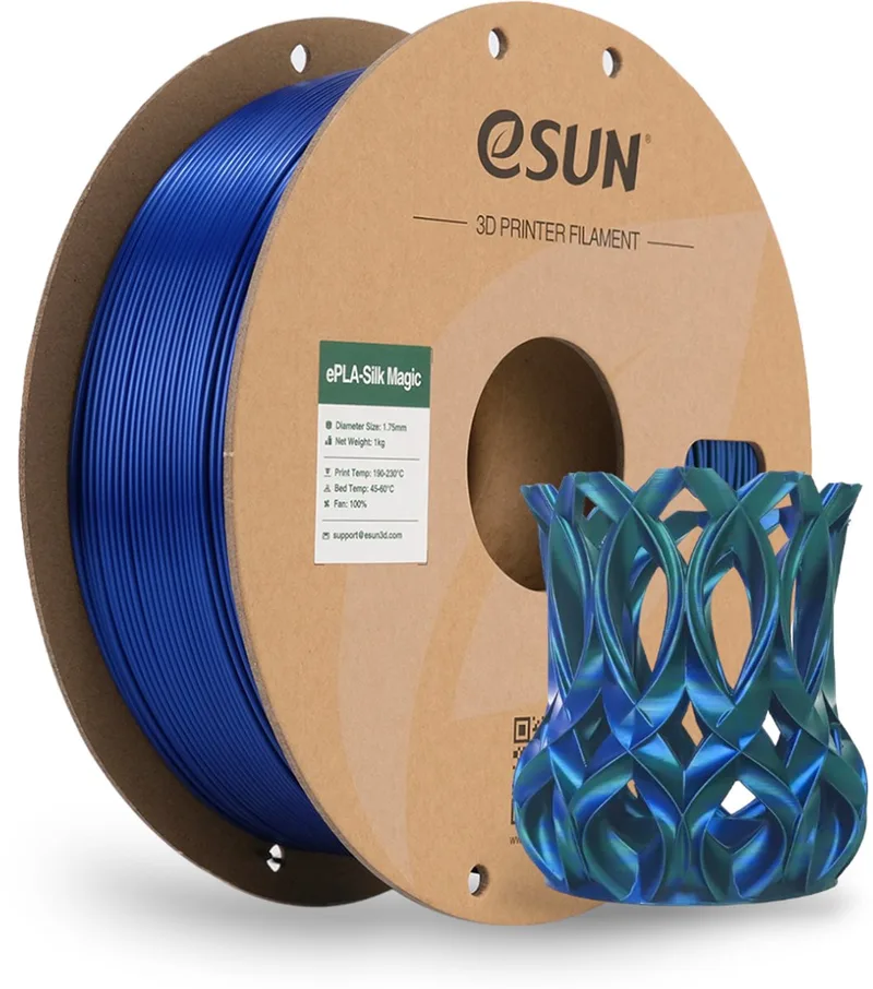 ePLA-Silk-Magic Groen blauw / Green blue 1 kg - 1.75mm - 3D printer filament - Flevo Print von eSun in Groen blauw, Green blue – Produktfoto