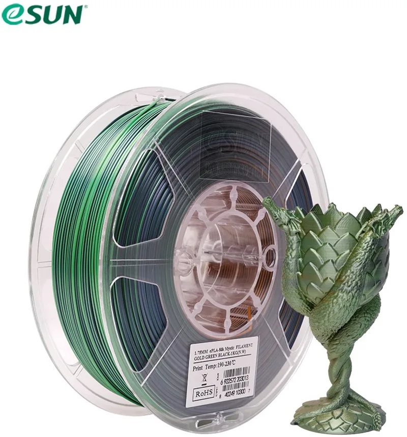 ePLA-Silk-Mystic Goud groen zwart / Gold green black 1 kg - 1.75mm - 3D printer filament by eSun in Goud groen zwart, Gold green black – product photo
