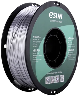 ePLA-Silk Silver Filament PLA kunststof 1.75 mm 1 kg Zilver (metallic) van eSun in Kleurloos – productfoto 2 van 2