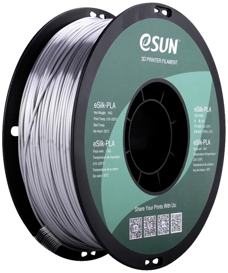 ePLA-Silk Silver Filament PLA kunststof 1.75 mm 1 kg Zilver (metallic) van eSun in Kleurloos – productfoto 2 van 2