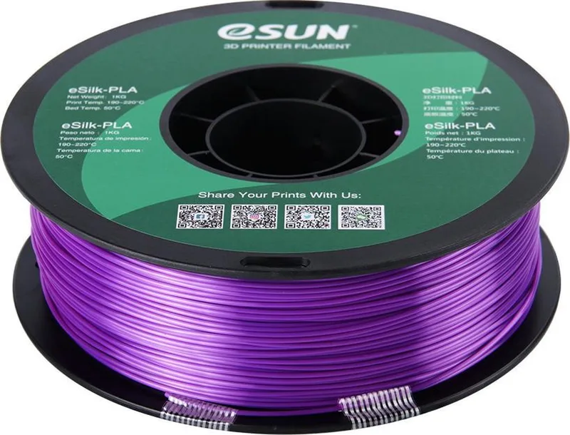 eSilk-PLA Filament, 1.75mm, Purple – 1kg by eSun in Purple – product photo