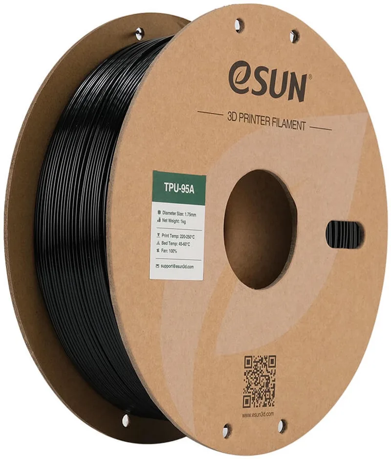 eTPU-95A Filament – 1,75 mm – 1kg van eSun in Zwart – productfoto