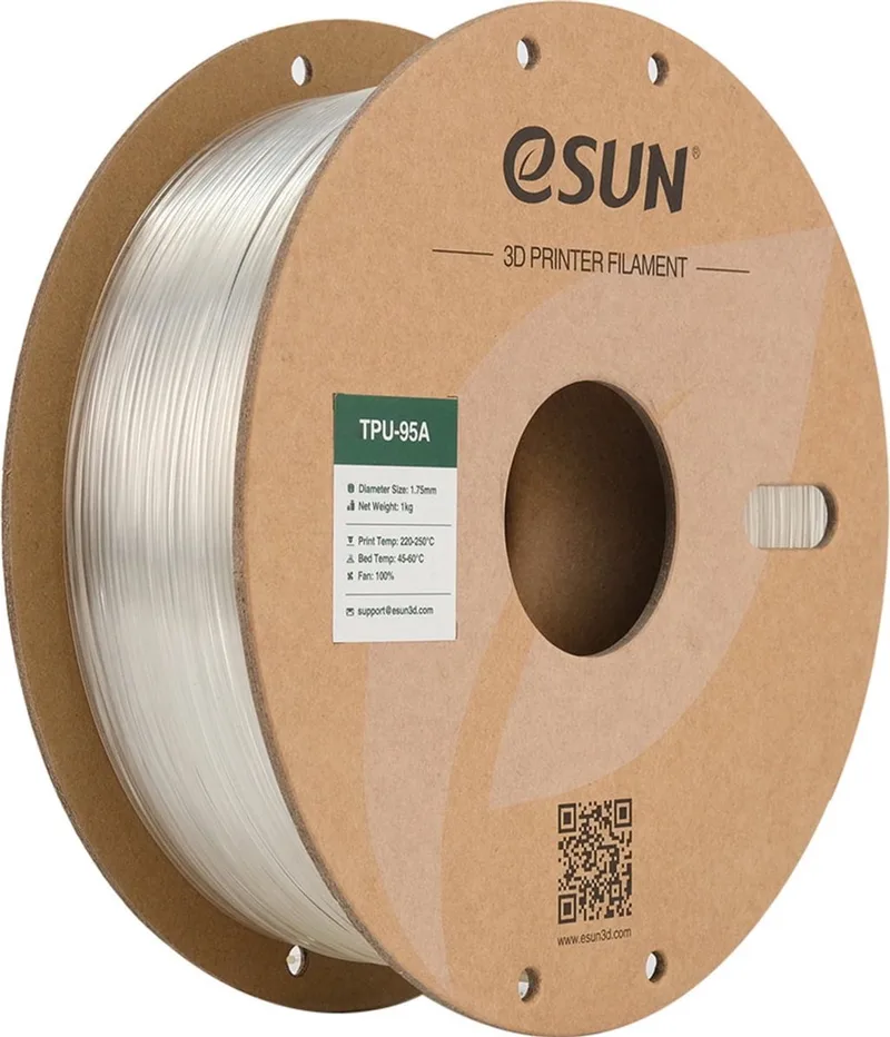 eTPU-95A Filament, 1.75mm, - 1kg van eSun in Transparant – productfoto