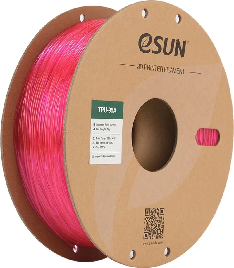 eTPU-95A Filament, 1.75mm, Transparent Roze - 1kg by eSun in Transparent – product photo