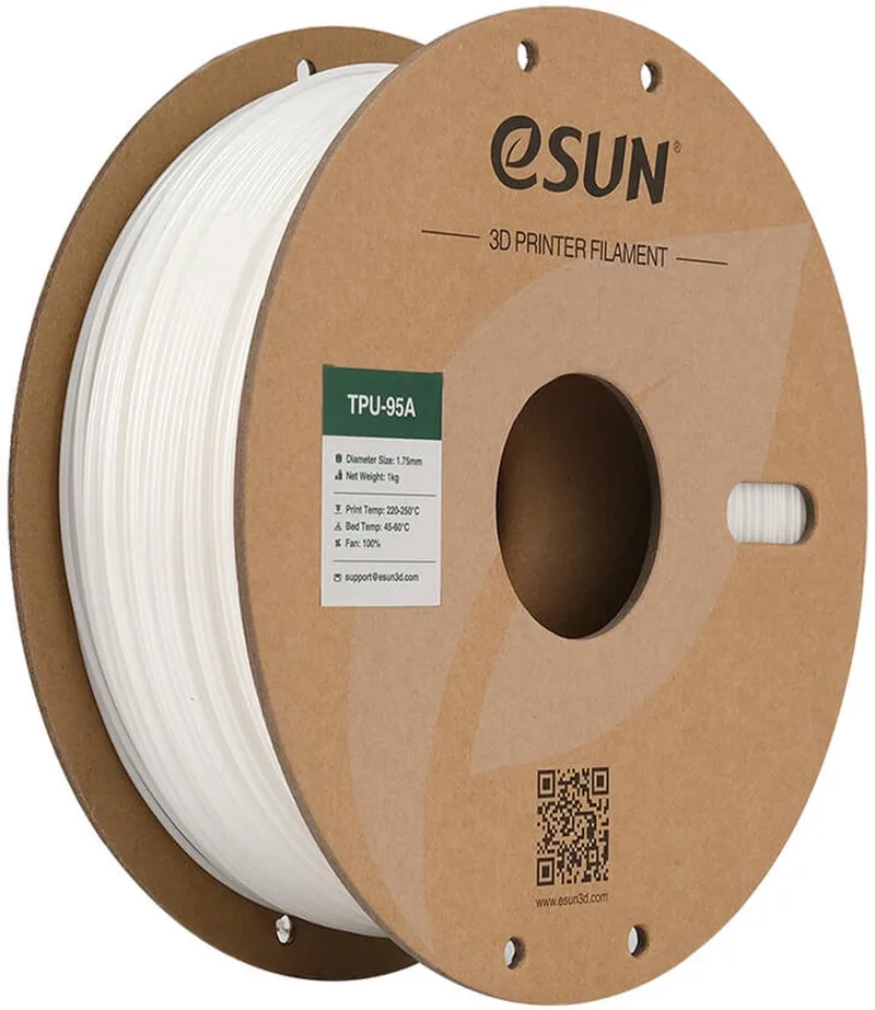 eTPU-95A Filament, 1.75mm, White - 1kg van eSun in Wit – productfoto