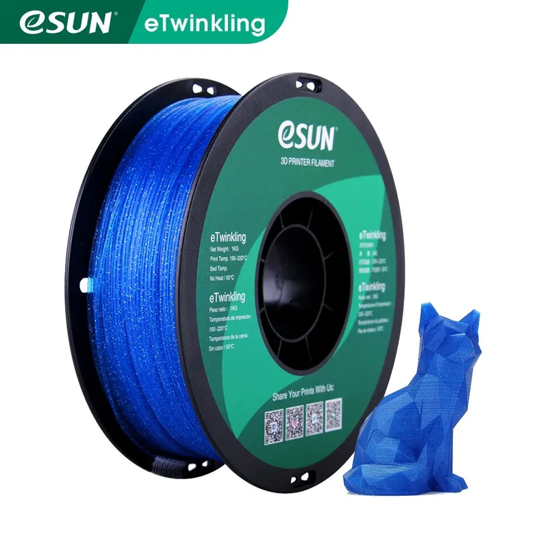 eTwinkling-PLA glitter / Blue 1 kg - 1.75mm - 3D printer filament - Flevo Print by eSun in Blue – product photo