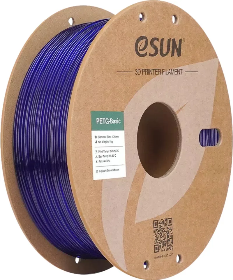 PETG BASIC 3D filament 1,75mm 1kg de eSun en Transparant Blauw – photo produit