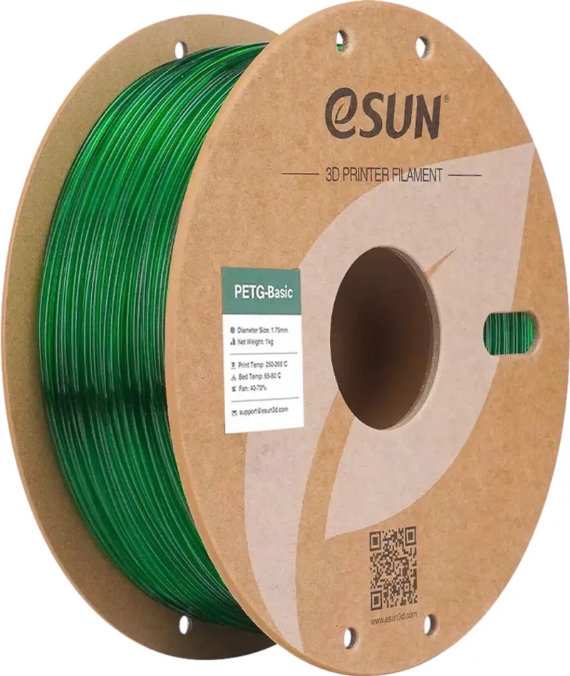 PETG BASIC 3D filament 1,75mm 1kg de eSun en Transparant Groen – photo produit
