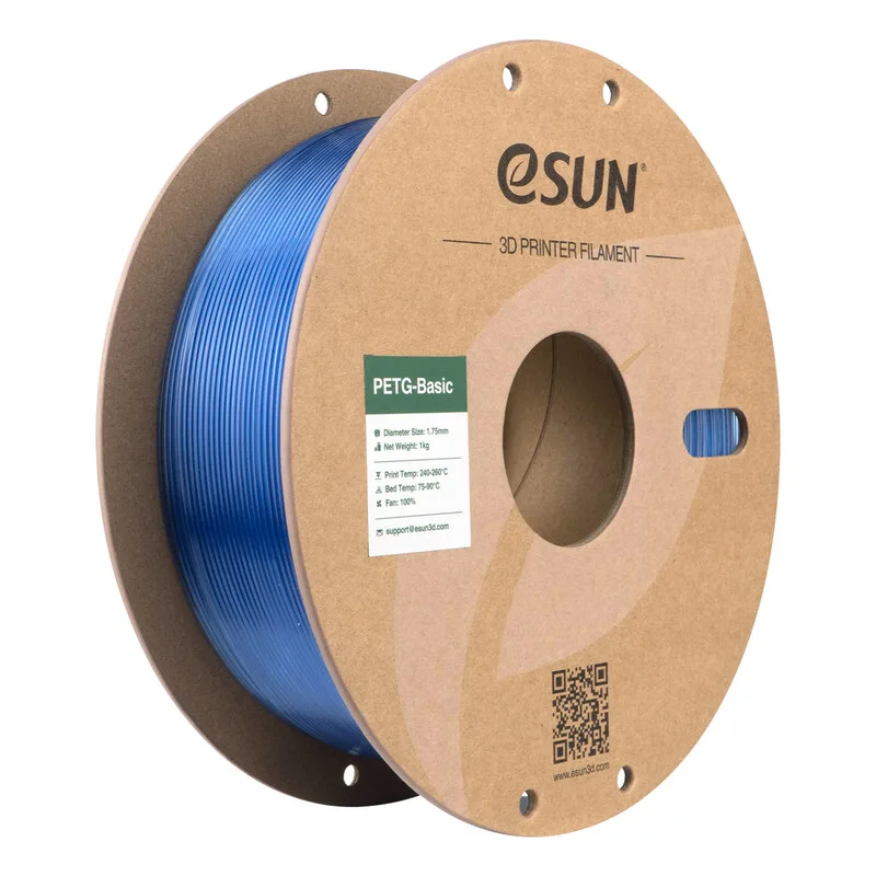 PETG-Basic Transparant Lichtblauw 3D Filament 1,75 mm, Hoge Snelheid Printen, Kosteneffectief Inlopmateriaal Voor 3D Printen 1 kg (2,2 lbs) Kartonnen Spoel by eSun – product photo