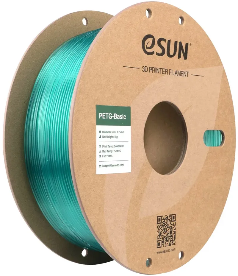 PETG-Basic Transparant Lichtgroen Filament 1.75 mm – 1 kg – High Speed 3D Printer Filament – Sterk & Kosteneffectief – Snelle Levering fra eSun – produktbillede