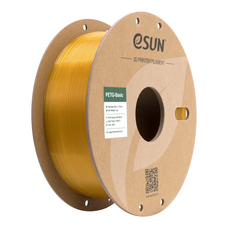 PETG-Basic Transparant Lichtoranje 3D Filament 1,75 mm, Hoge Snelheid Printen, Kosteneffectief Inlopmateriaal Voor 3D Printen 1 kg (2,2 lbs) Kartonnen Spoel by eSun – product photo