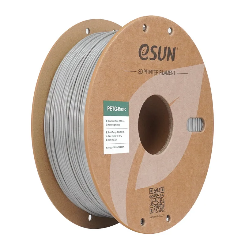 PETG-Basic Zilver 3D Filament 1,75 mm, Hoge Snelheid Printen, Kosteneffectief Inlopmateriaal Voor 3D Printen 1 kg (2,2 lbs) Kartonnen Spoel by eSun – product photo