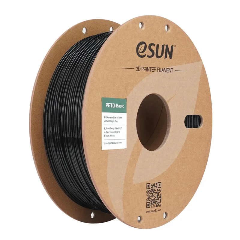 PETG-Basic Zwart 3D Filament 1,75 mm, Hoge Snelheid Printen, Kosteneffectief Inlopmateriaal Voor 3D Printen 1 kg (2,2 lbs) Kartonnen Spoel van eSun – productfoto