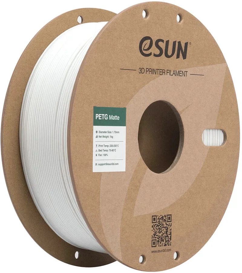 PETG-Matte White (1.75mm - 1kg) van eSun in Wit – productfoto