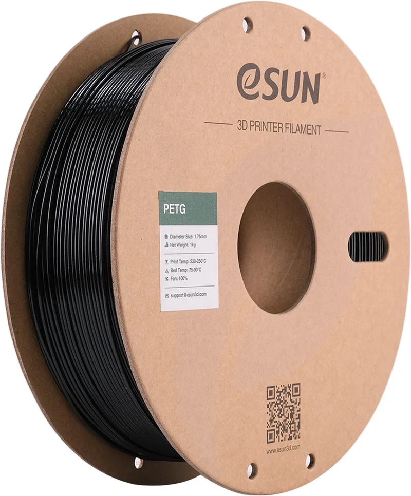 PETG Solid Black/zwart - 1.75mm - 3D printer filament - 1kg van eSun in Zwart – productfoto