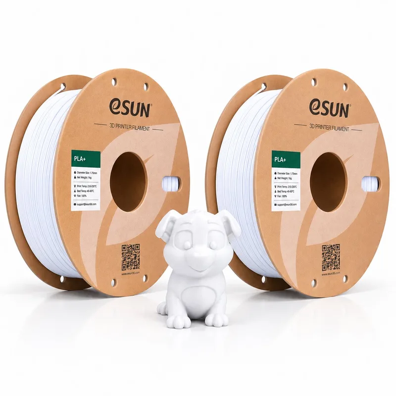 PLA Basic Filament 1.75 mm – 2 Pack (2x 1 kg) – 3D Printer Filament by eSun in White – product photo