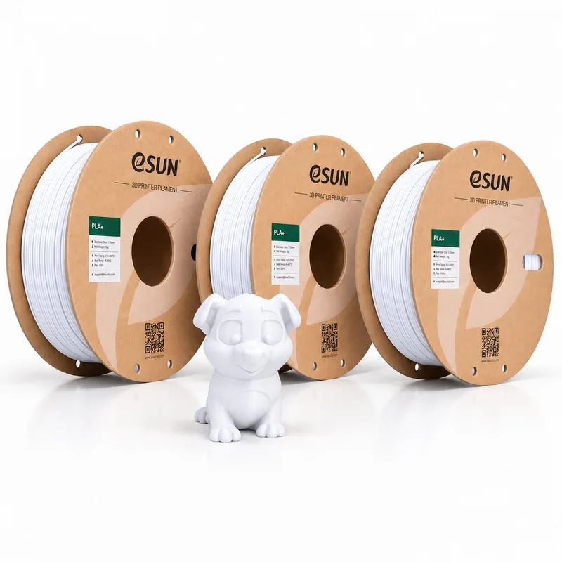 PLA Basic Filament 1.75 mm – 3 Pack (3 1 kg) – 3D Printer Filament van eSun in Wit – productfoto