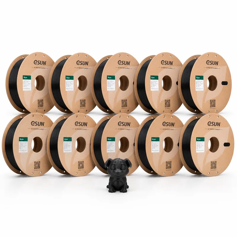 PLA Basic Filament Zwart 1.75 mm – 10 Pack (10x 1 kg) – 3D Printer Filament van eSun in 10 Pack – productfoto