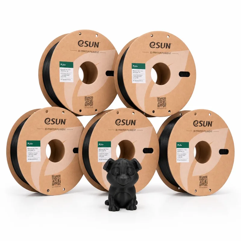 PLA Basic Filament Zwart 1.75 mm – 5 Pack (5x 1 kg) – 3D Printer Filament van eSun in 5 Pack – productfoto