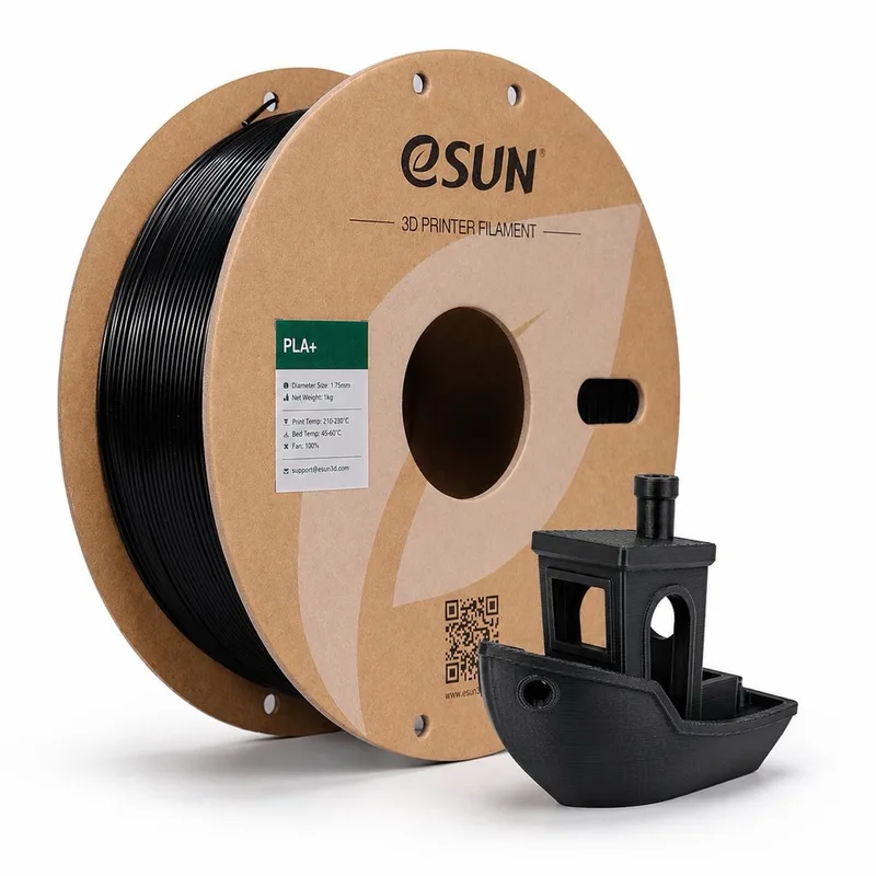PLA Basic Filament Zwart – PLA Filament 1.75 mm – 1 kg – 3D Printer Filament – Zwart von eSun in 1 Pack – Produktfoto