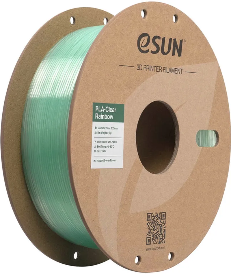 PLA-Clear Rainbow Cyaankristal / Cyan crystal 1 kg - 1.75mm - 3D printer filament fra eSun, Cyaankristal, Cyan crystal – produktbillede