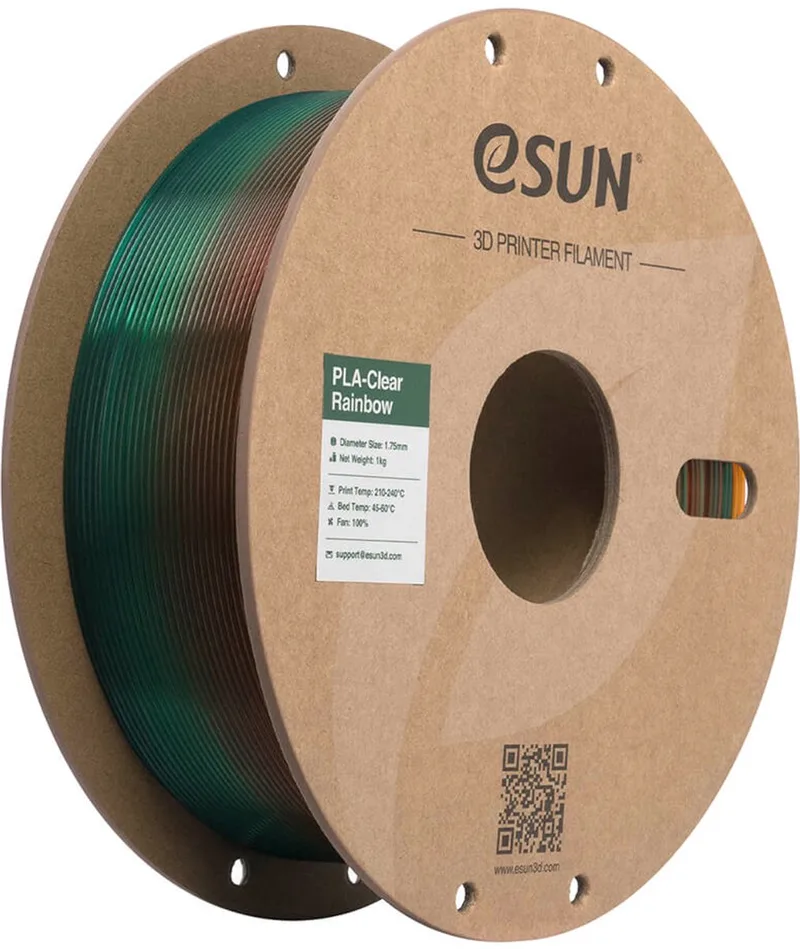 PLA-Clear Rainbow Doorschijnend regenboog A / Transculant Rainbow A 1 kg - 1.75mm - 3D printer filament by eSun in Doorzichtig regenboog A, Transculant Rainbow A – product photo
