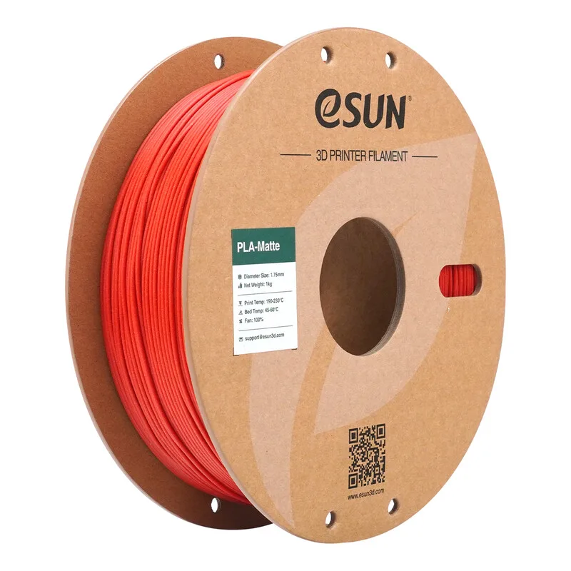 PLA-Matte 3D-printfilament 1,75 mm - Brandweerauto Rood 1 kg, Geavanceerde Matte Textuur Netjes Opgerold Eenvoudig Te Gebruiken 3D-printmateriaal Voor FDM-printers by eSun – product photo