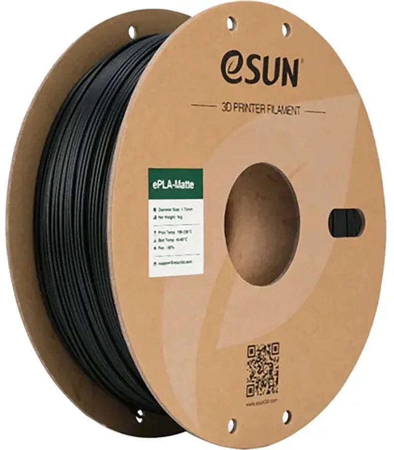 PLA-Matte Diepzwart mat / Deep black 1 kg - 1.75mm - 3D printer filament by eSun in Mat zwart – product photo