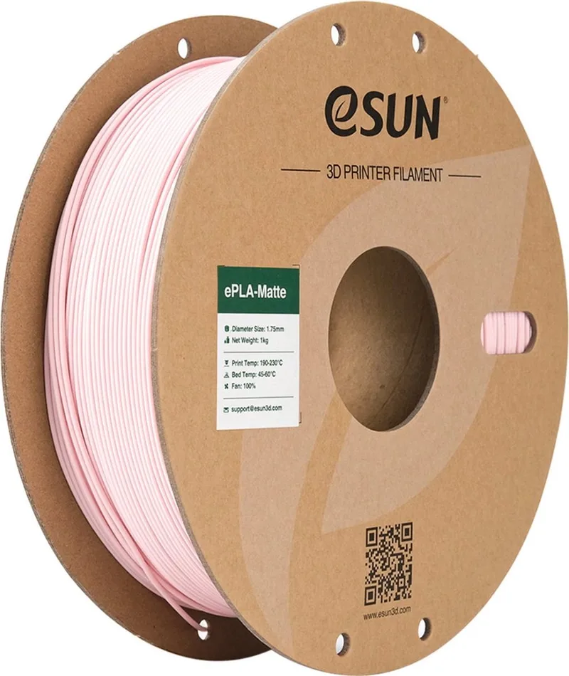 PLA-Matte Perzik mat / Peach pink 1 kg - 1.75mm - 3D printer filament fra eSun, Lyserød – produktbillede