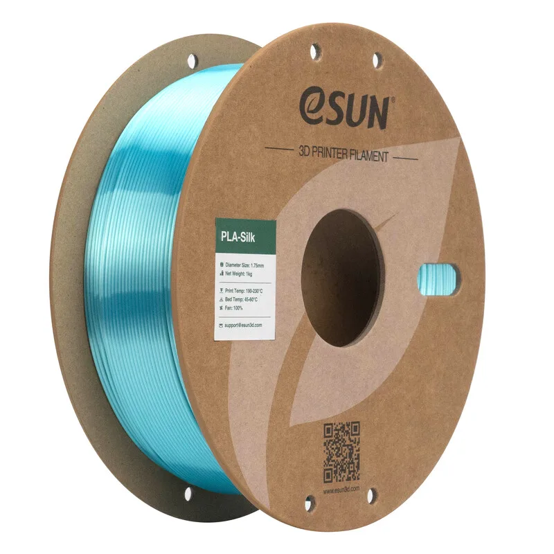 PLA-Silk AQUA Filament 1,75 mm, Zijdezachte Textuur Soepel Printen 3D Filamenten Voor De Meeste 3D Printers DIY Kunstwerken 1 kg (2,2 lbs) Spoel fra eSun – produktbillede