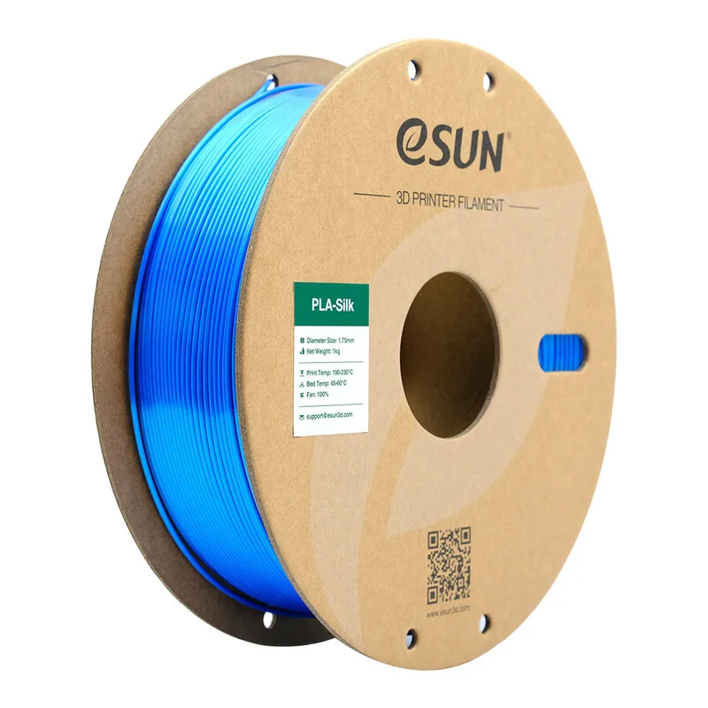 PLA-Silk Blauw Filament 1,75 mm, Zijdezachte Textuur Soepel Printen 3D Filamenten Voor De Meeste 3D Printers DIY Kunstwerken 1 kg (2,2 lbs) Spoel by eSun – product photo