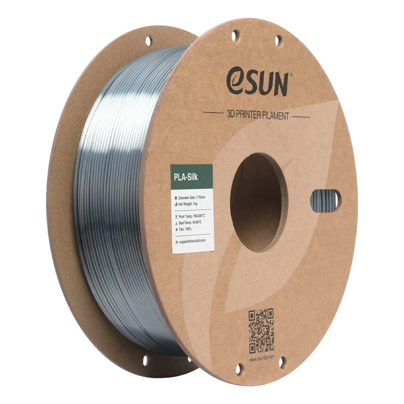 PLA-Silk Grijs Filament 1,75 mm, Zijdezachte Textuur Soepel Printen 3D Filamenten Voor De Meeste 3D Printers DIY Kunstwerken 1 kg (2,2 lbs) Spoel by eSun – product photo