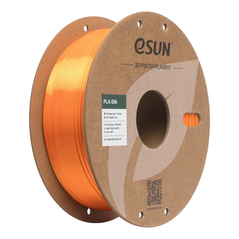 PLA-Silk Oranje Filament 1,75 mm, Zijdezachte Textuur Soepel Printen 3D Filamenten Voor De Meeste 3D Printers DIY Kunstwerken 1 kg (2,2 lbs) Spoel fra eSun – produktbillede