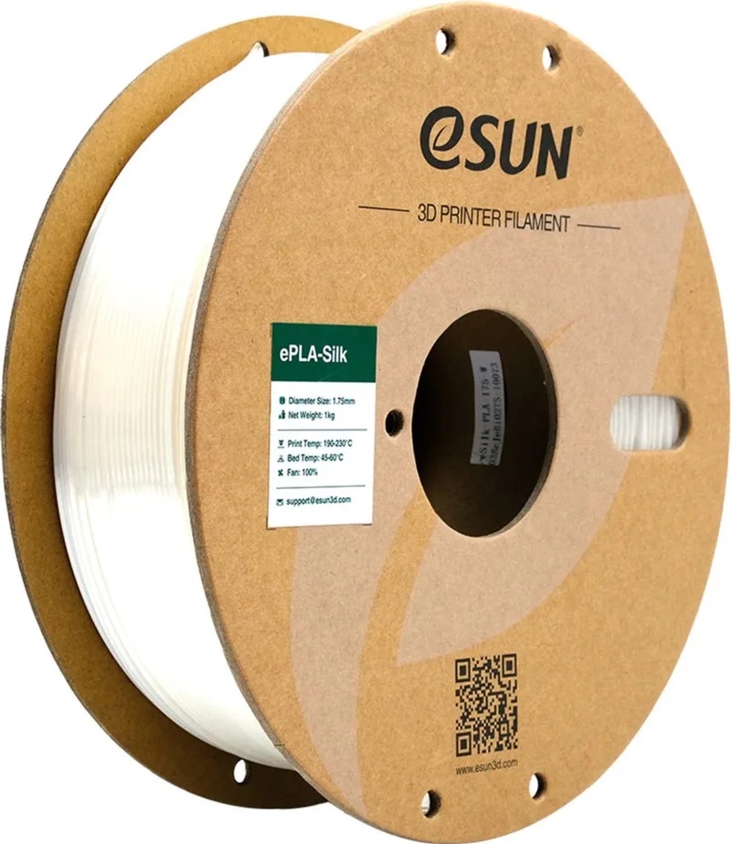 PLA-Silk Wit zijdeglans / White 1 kg - 1.75mm - 3D printer filament by eSun in Wit zijdeglans, White – product photo
