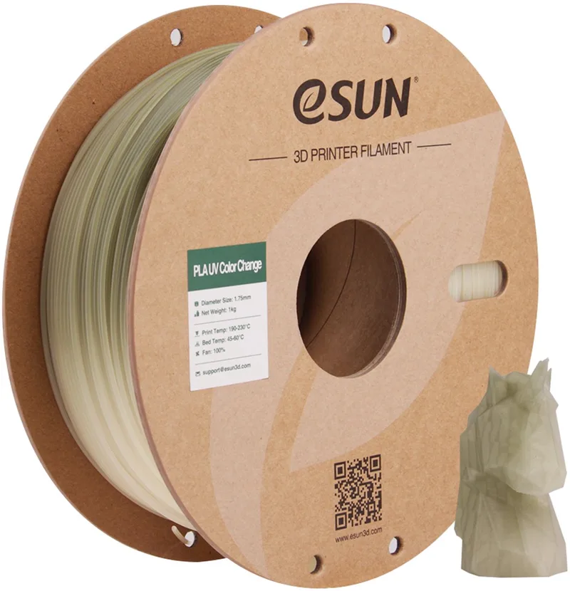 PLA-UV Color change / Green 1 kg - 1.75mm - 3D printer filament van eSun in Groen – productfoto