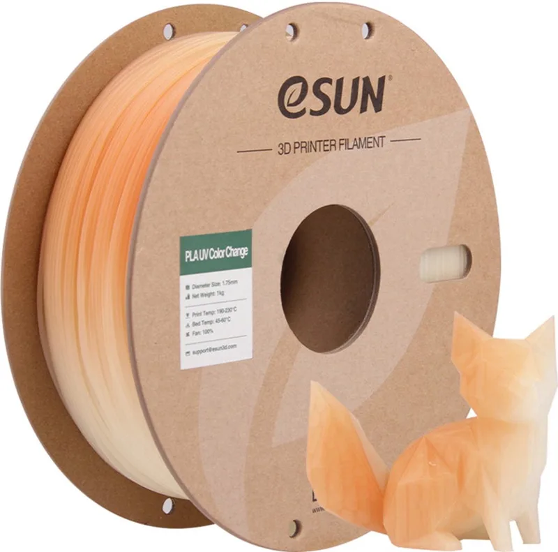 PLA-UV Color change / Orange 1 kg - 1.75mm - 3D printer filament van eSun in Oranje – productfoto