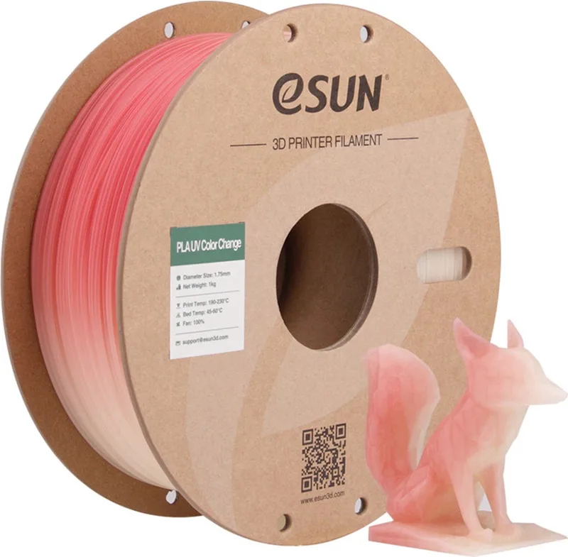 PLA-UV Color change / Red 1 kg - 1.75mm - 3D printer filament by eSun in Red – product photo