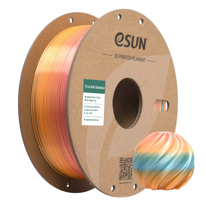 Regenboog Zijde PLA 3D Filamenten 1,75 mm - Drakenpaleis 1 kg, Zijde-Textuur, Regenboogkleur, Hoge Snelheid Printen 3D Materiaal voor de Meeste Printers fra eSun – produktbillede