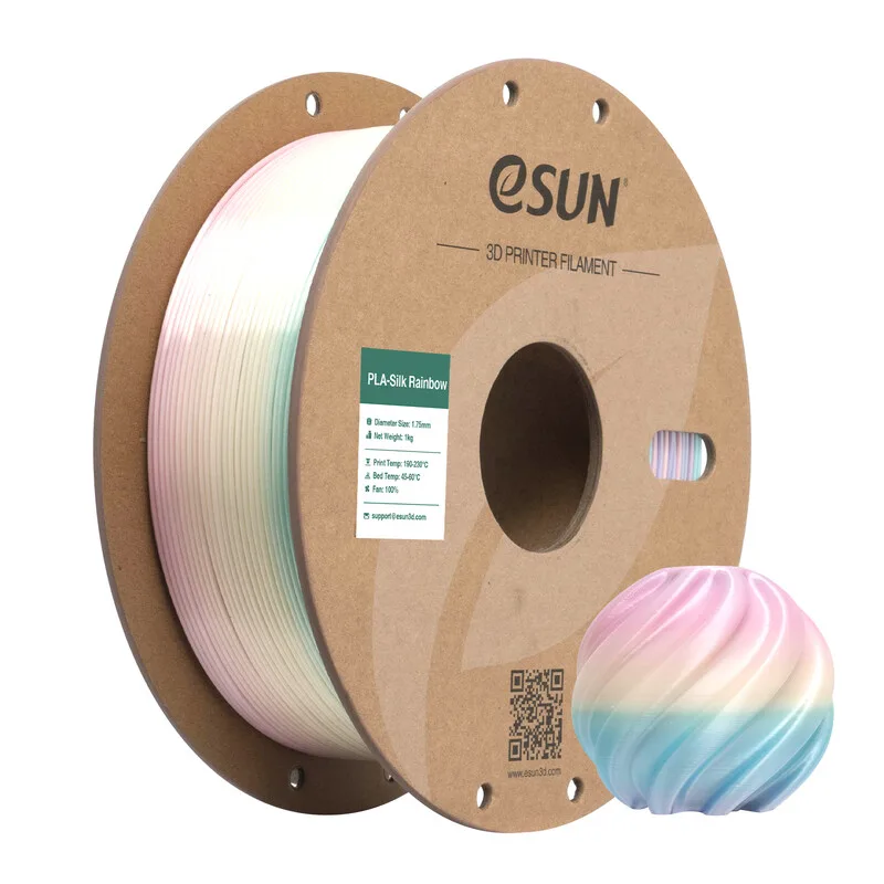 Regenboog Zijde PLA 3D Filamenten 1,75 mm - Moon Palace 1 kg, Zijde-Textuur, Regenboogkleur, Hoge Snelheid Printen 3D Materiaal Voor De Meeste Printers by eSun – product photo