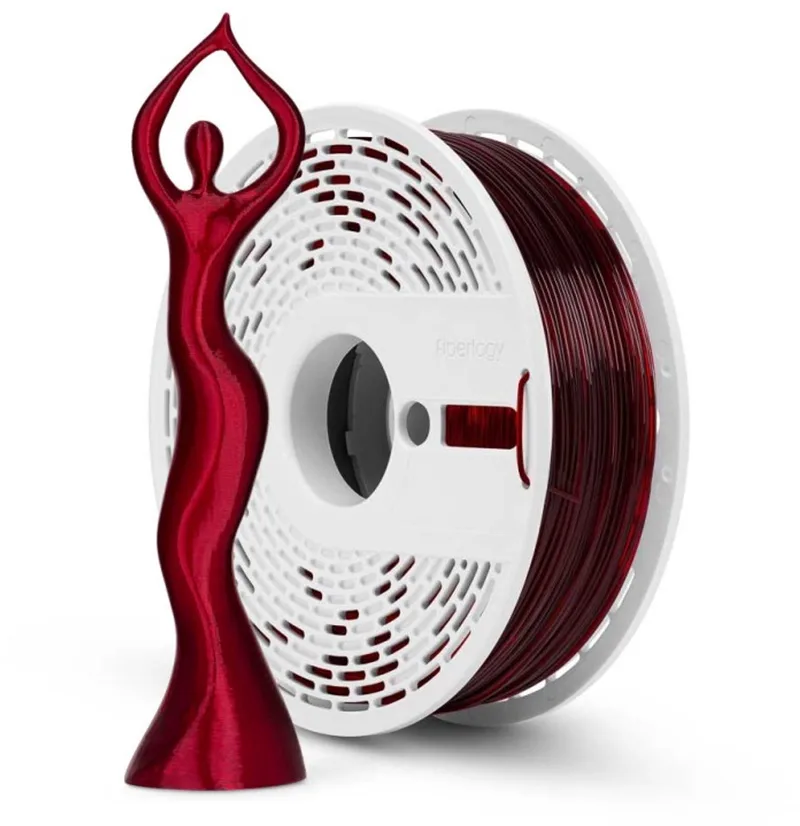 HS PLA Clear Burgundy van Fiberlogy in Bordeaux Rood – productfoto