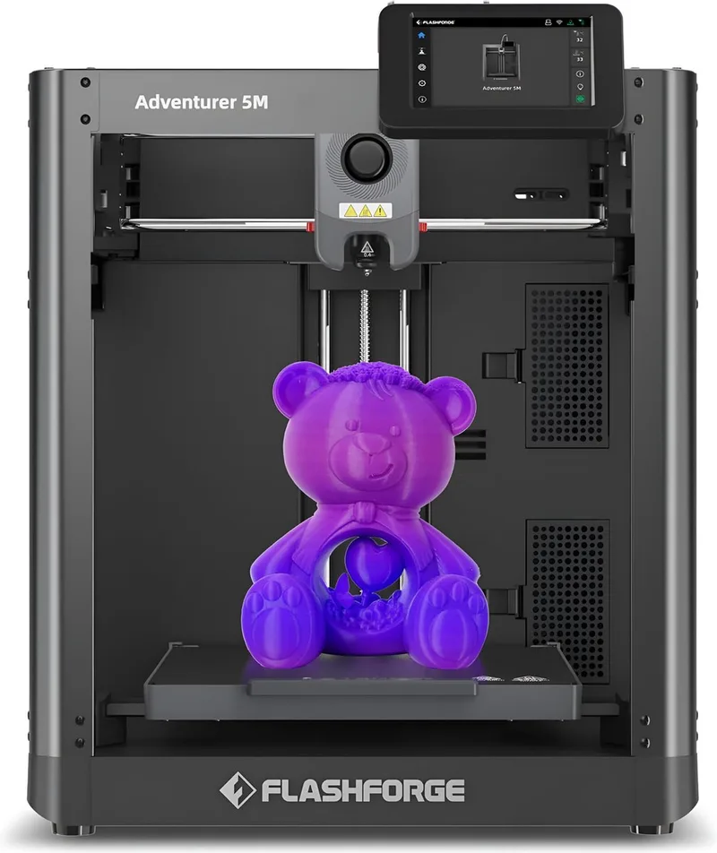 Adventurer 5M High Speed 3D Printer 600mm/s Touchscreen – Kindvriendelijk - Quick-Detach Nozzle - 220×220×220 mm - WiFi - Smart App van Flashforge in Zwart Open – productfoto