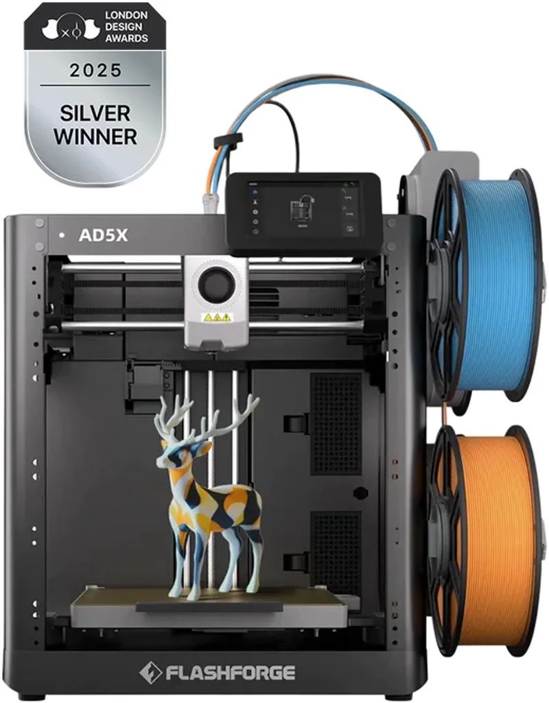 Adventurer AD5X 5X High Speed 3D Printer 600mm/s Touchscreen – Gebruiksvriendelijk - Quick-Detach Nozzle - 220×220×220 mm - WiFi - Smart App van Flashforge in Zwart – productfoto