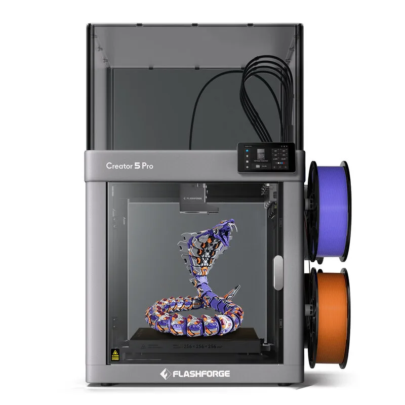 Creator 5 Pro 3D-printer met 4 printkoppen, afgedekt, meerkleurig, CoreXY, 600 mm/s hogesnelheid, 320 °C extrudertemperatuur, bouwvolume 256 x 256 x 256 mm by Flashforge – product photo