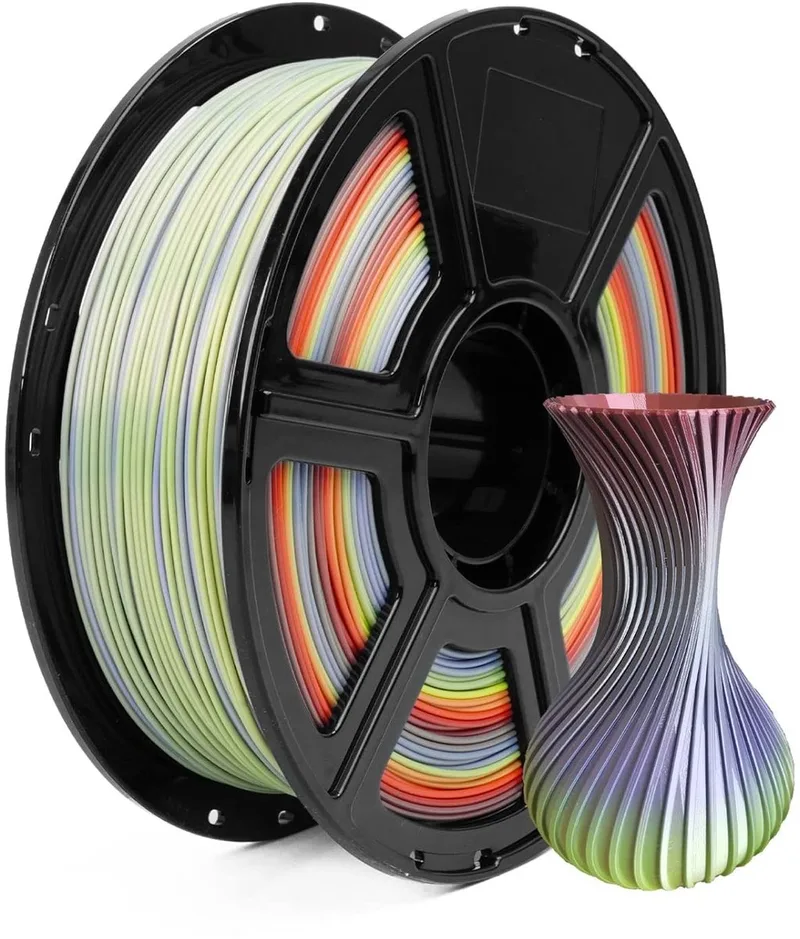PLA Silk Filament - Rood/Blauw/Groen - 1.75mm - Biologisch Afbreekbaar - 1kg van Flashforge in Rainbow – productfoto