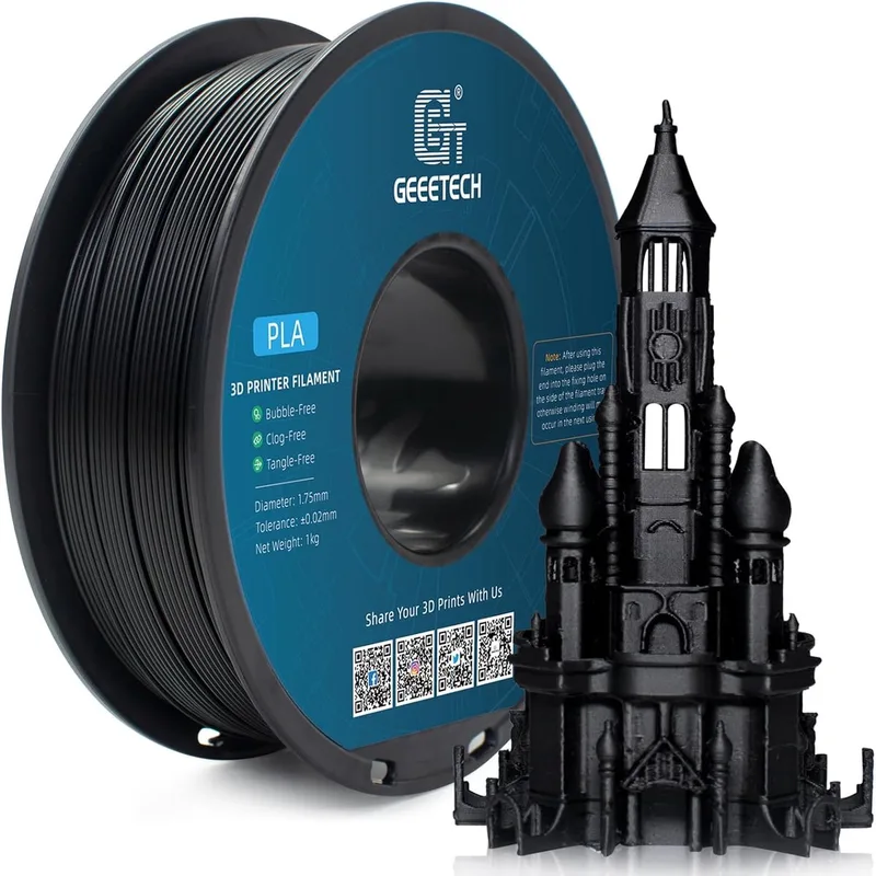 Filament PLA Black/ 1.75mm 1kg 3D Printer Filament van Geeetech in Zwart – productfoto