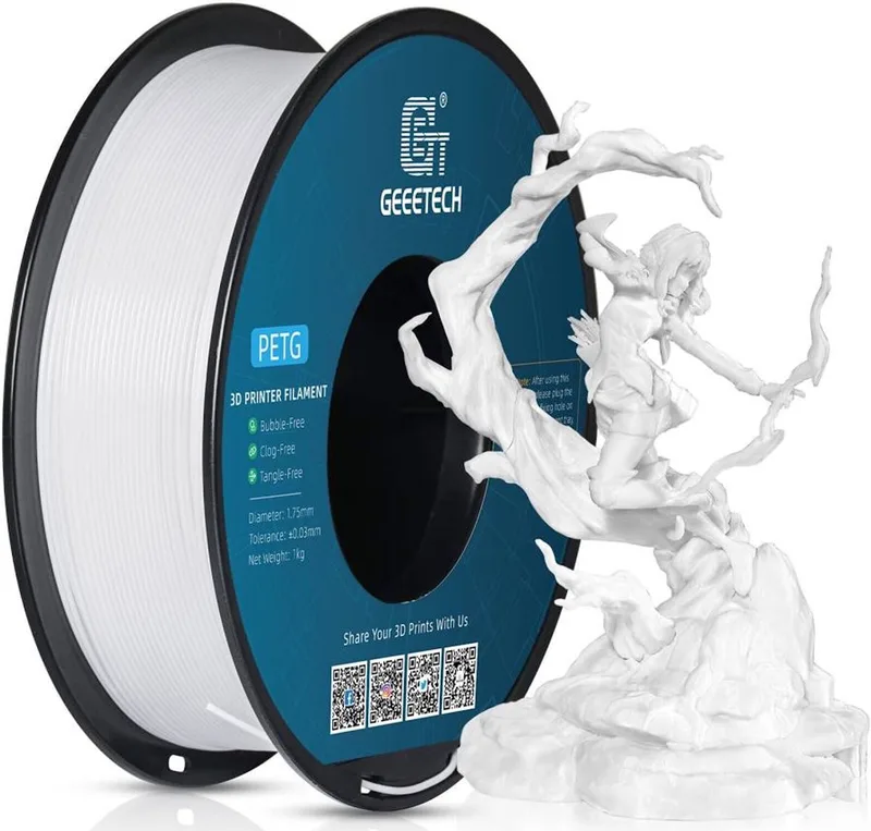 PETG Filament 1.75mm 1KG – Sterk & Flexibel – 3D Printer Filament Hoge Kwaliteit van Geeetech in Wit – productfoto