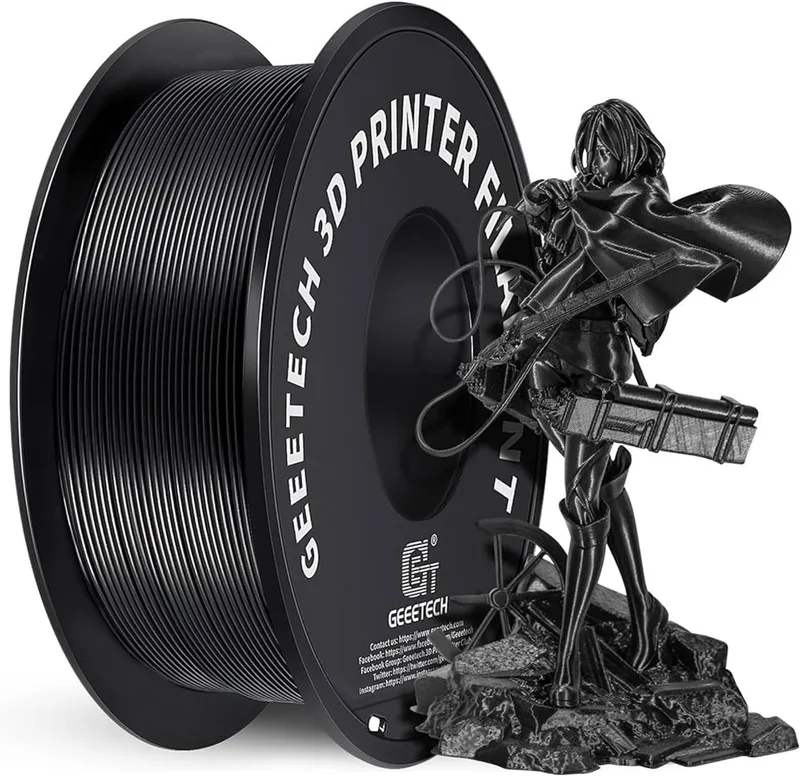PLA Filament 1.75mm – 1KG 3D Printer Filament – Hoge Precisie – Geschikt voor FDM 3D Printers – Sterk & Betrouwbaar van Geeetech in Zwart – productfoto